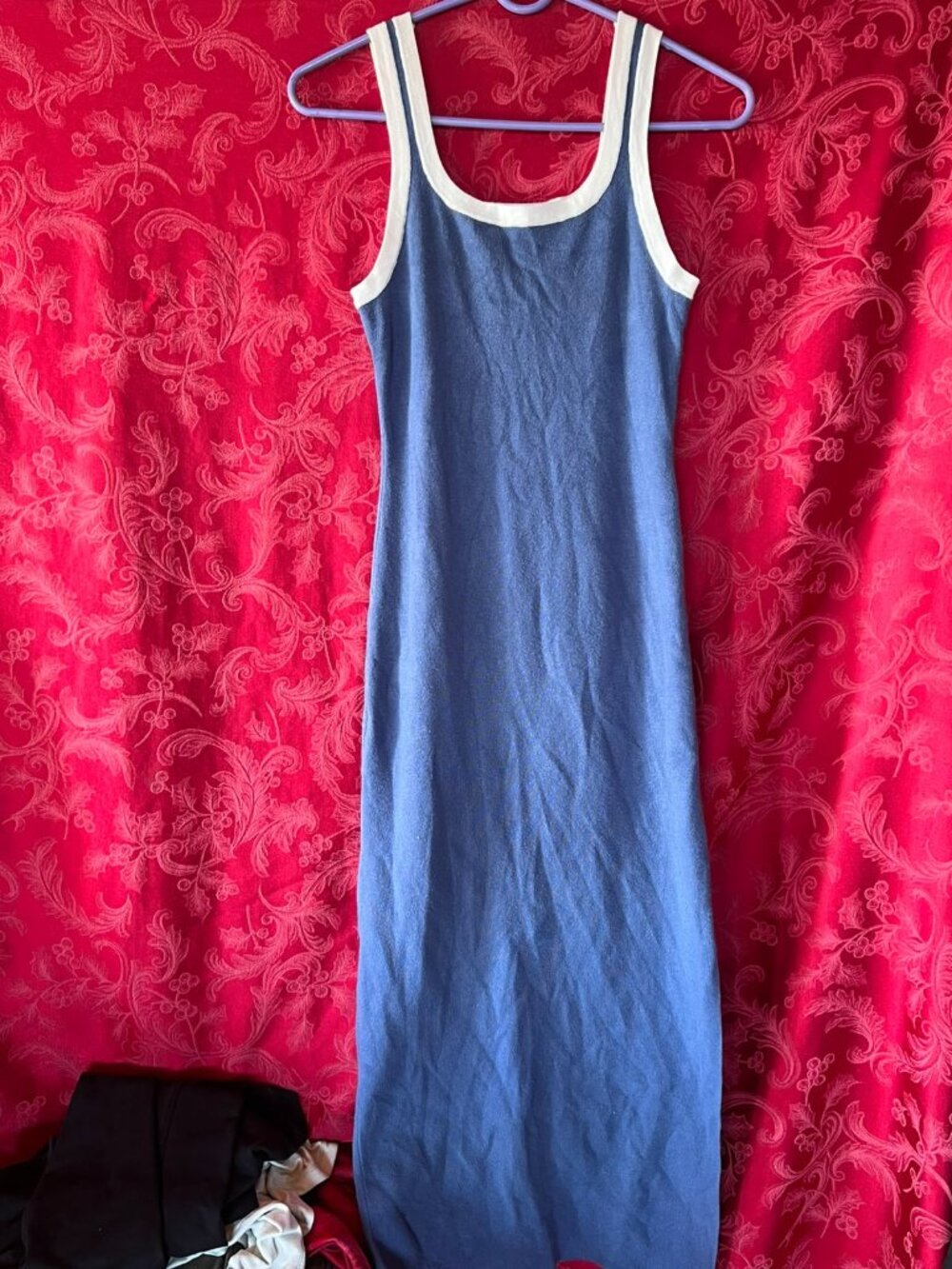 ZESICA Blue Contrast Trim Tank Sleeveless Bodycon Maxi Dress Size Medium